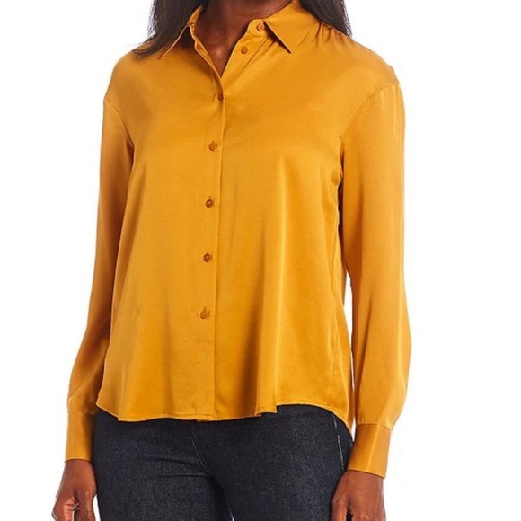 Antonio Melani Gold Yellow Silk Shirt Blouse size Small 4 / 6 - Picture 1 of 6